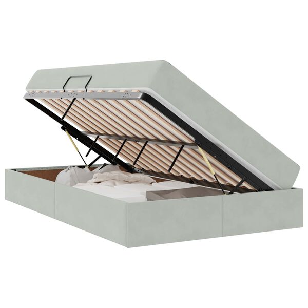 vidaXL Cama con almacenamiento y colch&oacute;n Gris Claro 120 x 190 cm