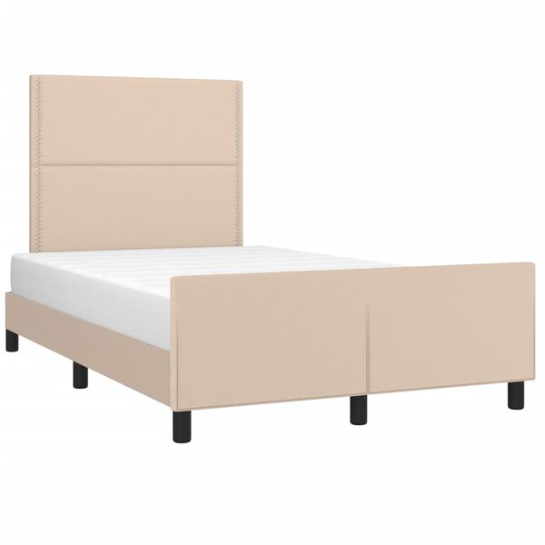 vidaXL Estructura cama sin colch&oacute;n cuero sint&eacute;tico capuchino 120x190cm