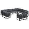 vidaXL Conjunto de sof&aacute;s de jard&iacute;n 12 uds. Negro Aluminio