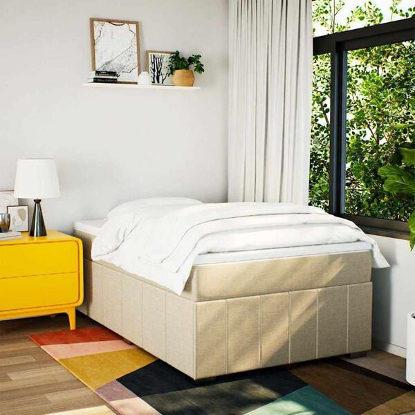 vidaXL Cama box spring con colch&oacute;n tela color crema 120x200 cm