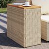 vidaXL Mesa auxiliar jardín tapa madera ratán PE beige 58x27,5x55 cm