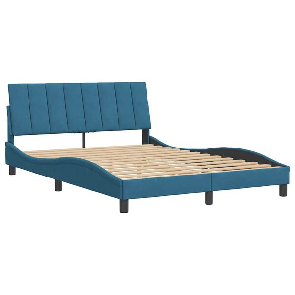vidaXL Estructura de cama sin colch&oacute;n Hanko terciopelo azul 140x190 cm