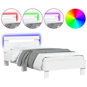 vidaXL Estructura de cama con cabecero y luces LED blanco 75x190 cm