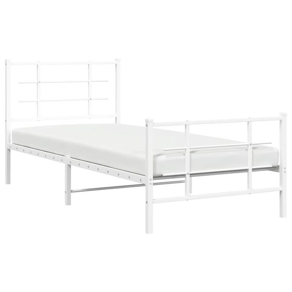 vidaXL Estructura cama sin colch&oacute;n con estribo metal blanco 90x200 cm