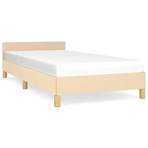 vidaXL Estructura de cama con cabecero sin colch&oacute;n tela crema 90x190cm