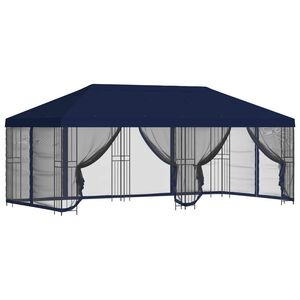 vidaXL Gazebo con paredes laterales 6 x 3 m Azul Poli&eacute;ster y Acero