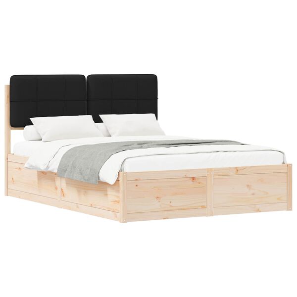 vidaXL Estructura de Cama con Cabecera Tapizada Negro 160 x 200 cm