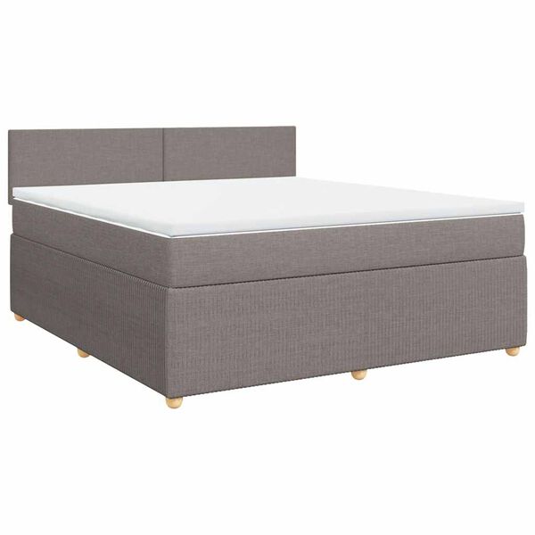 vidaXL Cama box spring con colch&oacute;n tela gris taupe 180x200 cm