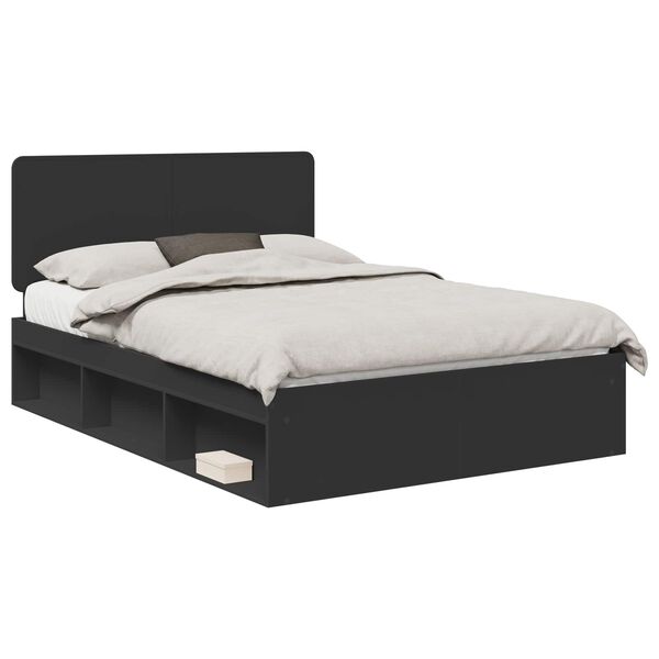 vidaXL Estructura de cama Negro 160 x 200 cm Madera de pino macizo