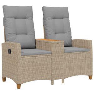 vidaXL Banco reclinable con mesa Beige y Gris Claro 126 x 65 x 112 cm