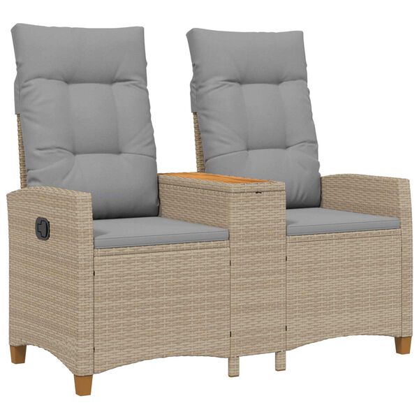 vidaXL Banco reclinable con mesa Beige y Gris Claro 126 x 65 x 112 cm