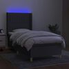 vidaXL Cama box spring colch&oacute;n y luces LED tela gris oscuro 100x200 cm