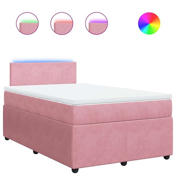vidaXL Cama box spring con colch&oacute;n terciopelo rosa 120x190 cm