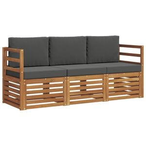 vidaXL Juegos de sof&aacute;s 3 uds. Natural y Antracita