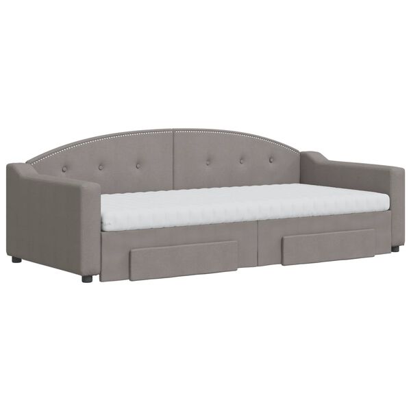vidaXL Sofá cama nido con cajones tela gris taupe 90x200 cm