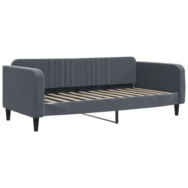 vidaXL Sof&aacute; cama nido con colch&oacute;n terciopelo gris oscuro 90x200 cm