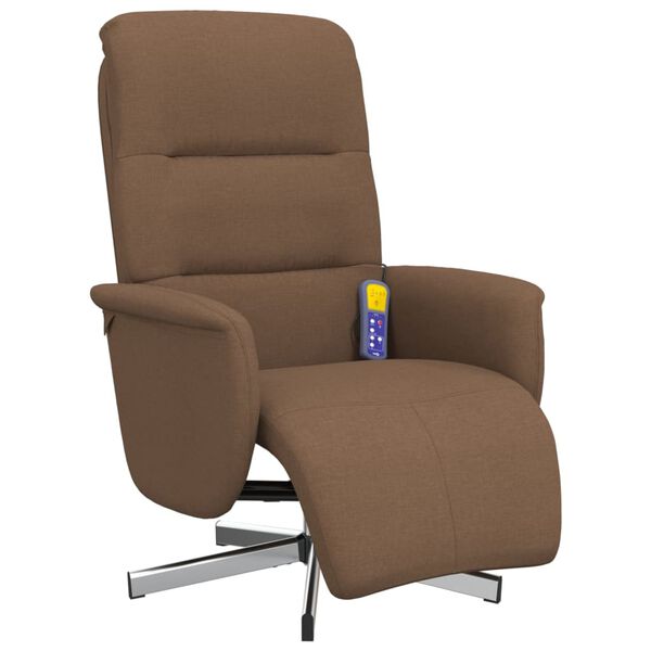 vidaXL Sill&oacute;n reclinable de masaje con reposapi&eacute;s tela marr&oacute;n