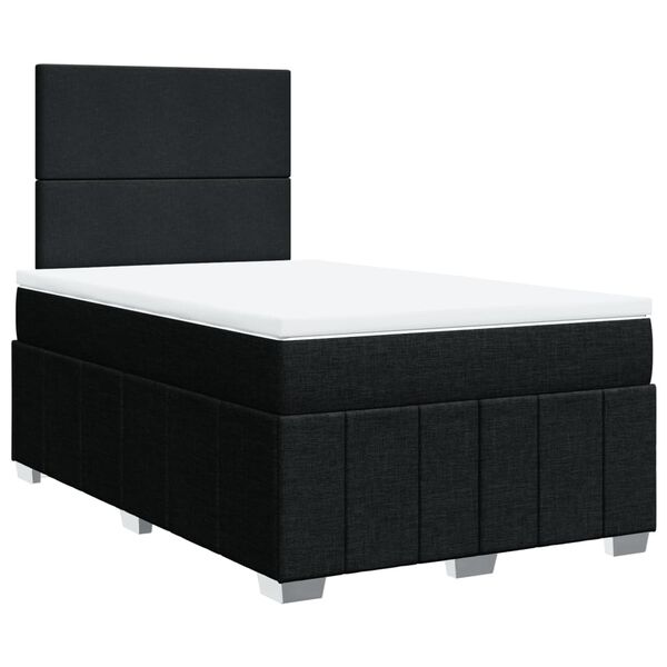vidaXL Cama box spring con colch&oacute;n tela negro 120x190 cm