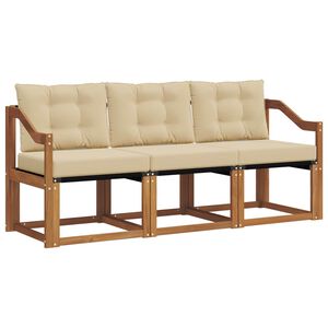 vidaXL Conjunto de sof&aacute;s de exterior con coj&iacute;n 3 pcs Natural y Beige