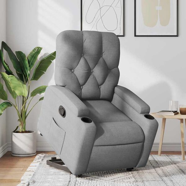 vidaXL Sill&oacute;n reclinable elevable de tela gris claro