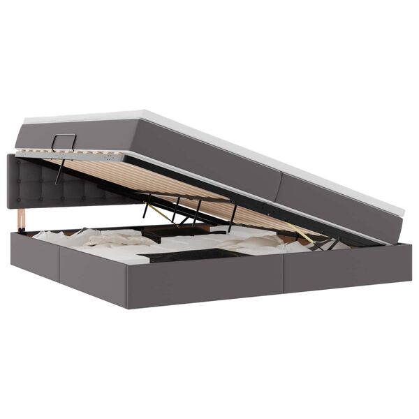 vidaXL Cama con almacenamiento y LED con LED Gris Claro 200 x 200 cm