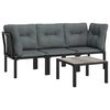vidaXL Set de muebles de jard&iacute;n 4 piezas rat&aacute;n sint&eacute;tico negro y gris