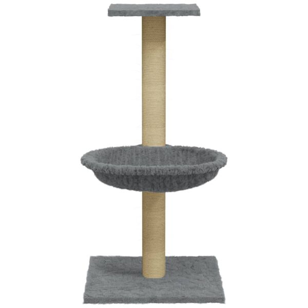 vidaXL Rascador para gatos con poste de sisal gris claro 74 cm