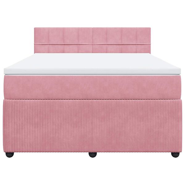 vidaXL Cama box spring con colch&oacute;n terciopelo rosa 140x200 cm