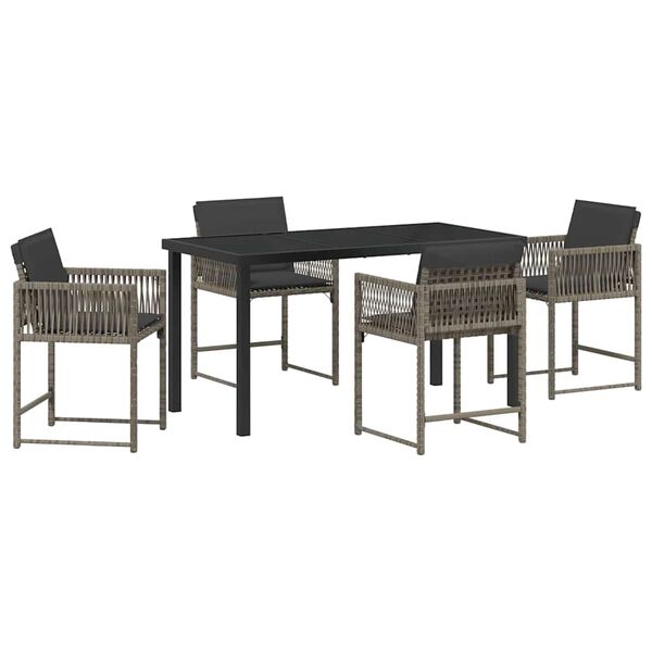 vidaXL Conjunto de Comedor de Jardín 5 pcs Gris ratán sintético