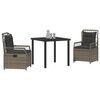 vidaXL Conjunto de Comedor de Jard&iacute;n 3 pcs Gris rat&aacute;n sint&eacute;tico