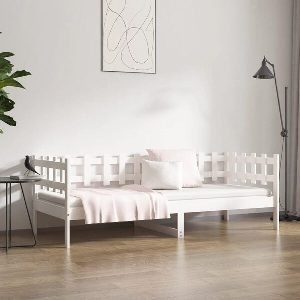 vidaXL Sof&aacute; cama sin colch&oacute;n madera maciza de pino blanco 90x190 cm