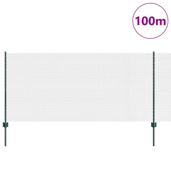 vidaXL Valla con Poste Verde 1 x 100 m Acero y PVC