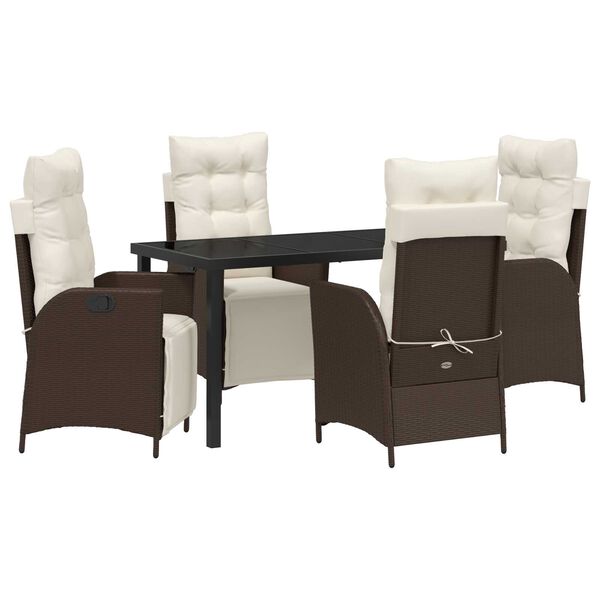 vidaXL Conjunto de Comedor de Jard&iacute;n 5 pcs Marr&oacute;n rat&aacute;n sint&eacute;tico