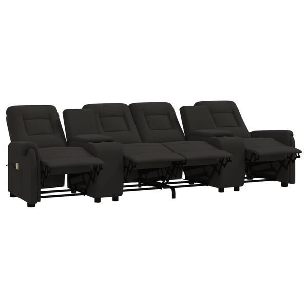 vidaXL Sillón de masaje reclinable 4 plazas con portavasos negro