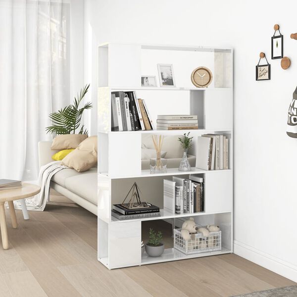 vidaXL Librer&iacute;a separador madera de ingenier&iacute;a blanco brillo