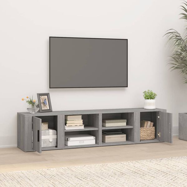 vidaXL Mueble TV 2 uds madera contrachapada gris Sonoma 80x31,5x36 cm