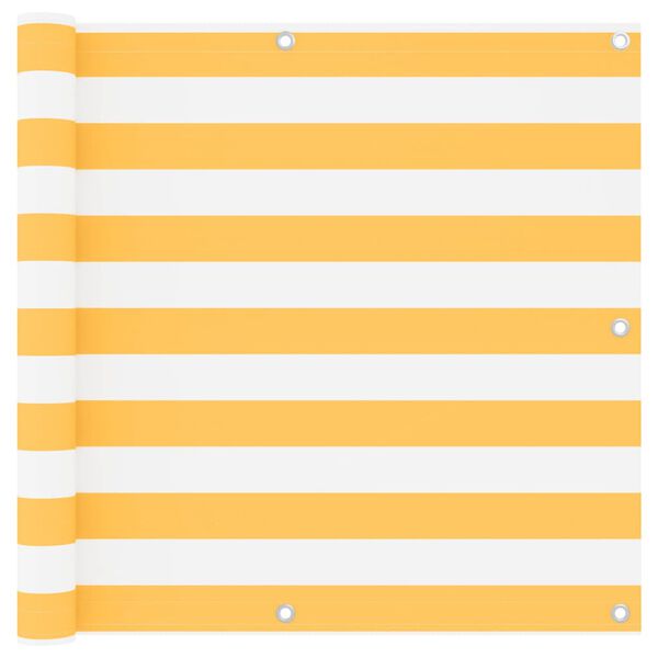 vidaXL Toldo para balc&oacute;n tela oxford blanco y amarillo 90x400 cm