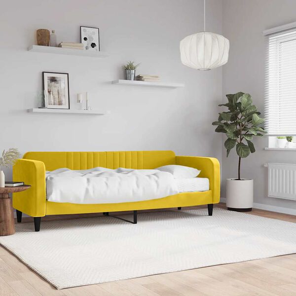 vidaXL Sof&aacute; cama con colch&oacute;n terciopelo amarillo 80x200 cm