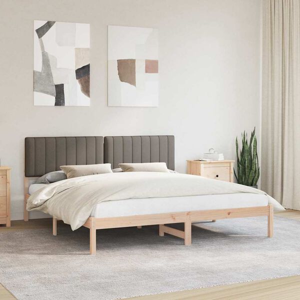 vidaXL Estructura de Cama con Cabecera Tapizada Taup&eacute; 180 x 200 cm