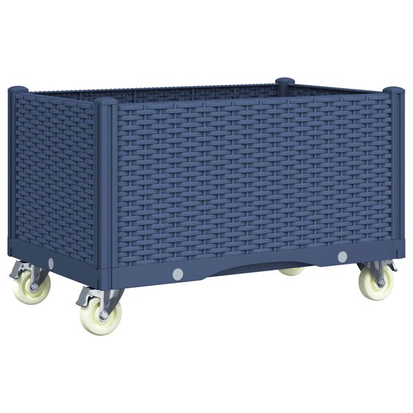 vidaXL Jardinera con ruedas PP azul gris 80x50x54 cm