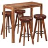 vidaXL Conjunto de bar 5 pzas madera maciza 115x56x107 cm