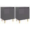 vidaXL Mesitas de noche 2 uds patas de madera gris brillo 40x30x50 cm