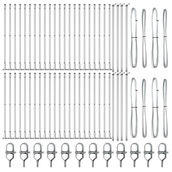 vidaXL Poste de cerca Otro 52 pcs Gris 3,2 x 3,2 x 90 cm Acero