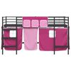 vidaXL Estructura de Cama Alta para Ni&ntilde;os con Cortinas Negro y Rosa