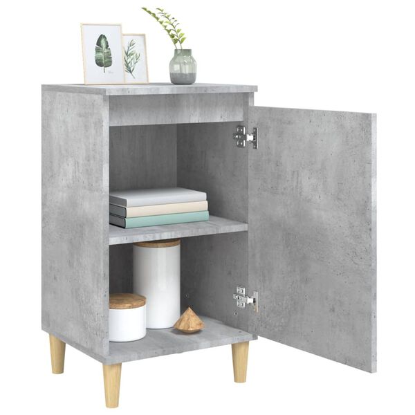 vidaXL Mesita de noche madera contrachapada gris hormig&oacute;n 40x35x70 cm