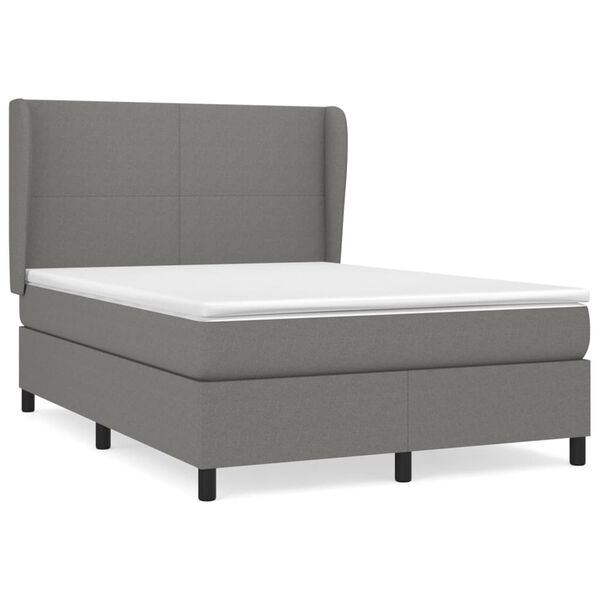 vidaXL Cama box spring con colch&oacute;n tela gris oscuro 140x190 cm