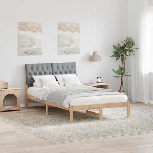 vidaXL Estructura de cama con cabecera Gris Claro 120 x 200 cm