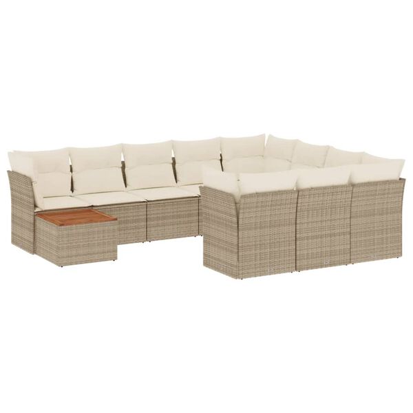 vidaXL Set de sof&aacute;s de jard&iacute;n 11pzas con cojines rat&aacute;n sint&eacute;tico beige