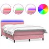 vidaXL Cama box spring con colch&oacute;n y LED terciopelo rosa 160x210 cm