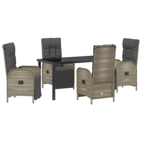 vidaXL Conjunto de Comedor de Jard&iacute;n 5 pcs Gris rat&aacute;n sint&eacute;tico